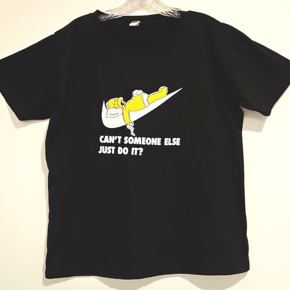 Homer Simpson Nike logo 'Can't someone else Just do it?' graphic tee Lg.
